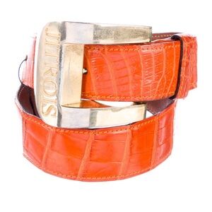 Jitrois Orange Crocodile Leather Belt